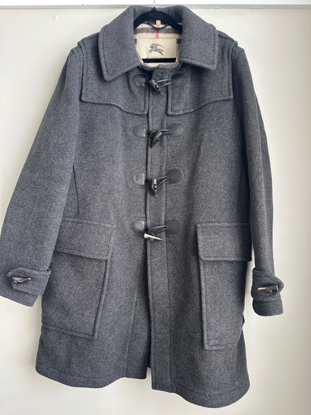 Burberry Charcoal Gray Wool Toggle Pea Coat